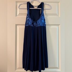 LAROCK SEQUINS RACER BACK NAVY DRESS